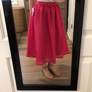 NWT Shabby Apple Pink Striped Midi Skirt